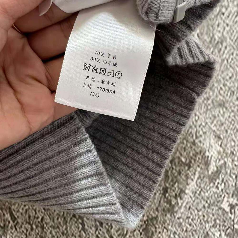 Dior Women Dioralps Sleeveless Zipped Sweater Gray Three-Tone Wool and Cashmere Knit - image 8