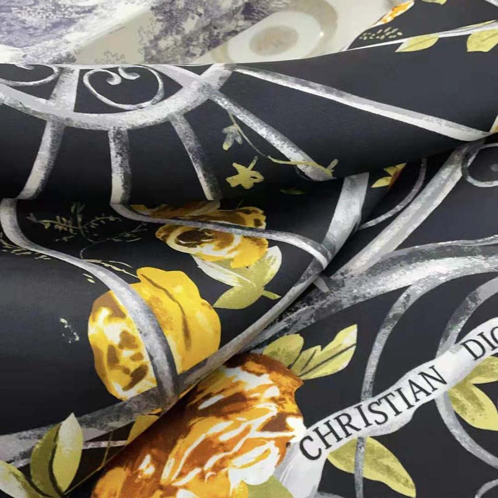 Dior Women Granville 90 Square Scarf Black and Gold-Tone Silk Twill - image 7