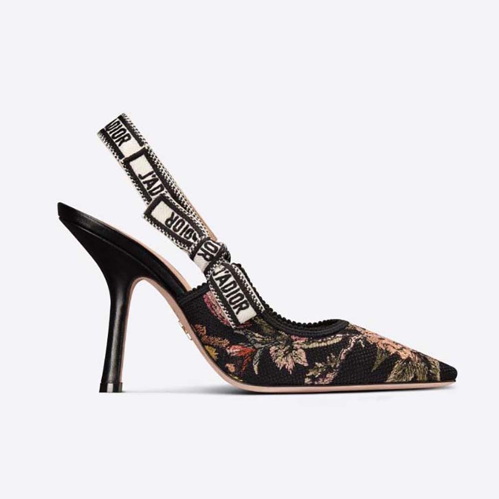 Dior Women J’Adior Slingback Pump Black Multicolor Cotton with Dior Jardin Botan