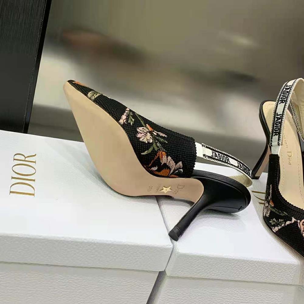 Dior Women J’Adior Slingback Pump Black Multicolor Cotton with Dior Jardin Botanique Embroidery - image 10