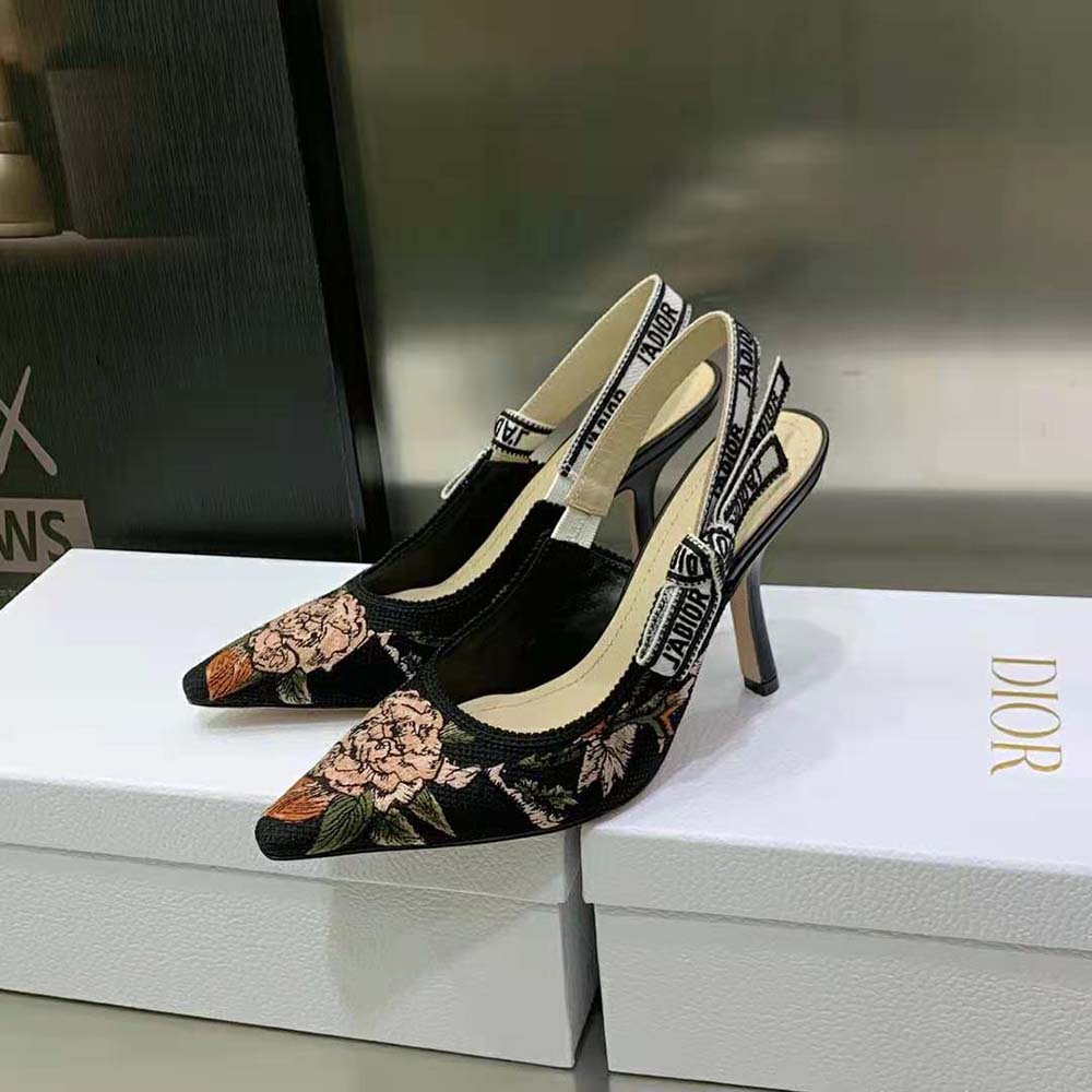 Rear angle showing adjustable slingback buckle on Dior Women J’Adior Slingback Pump