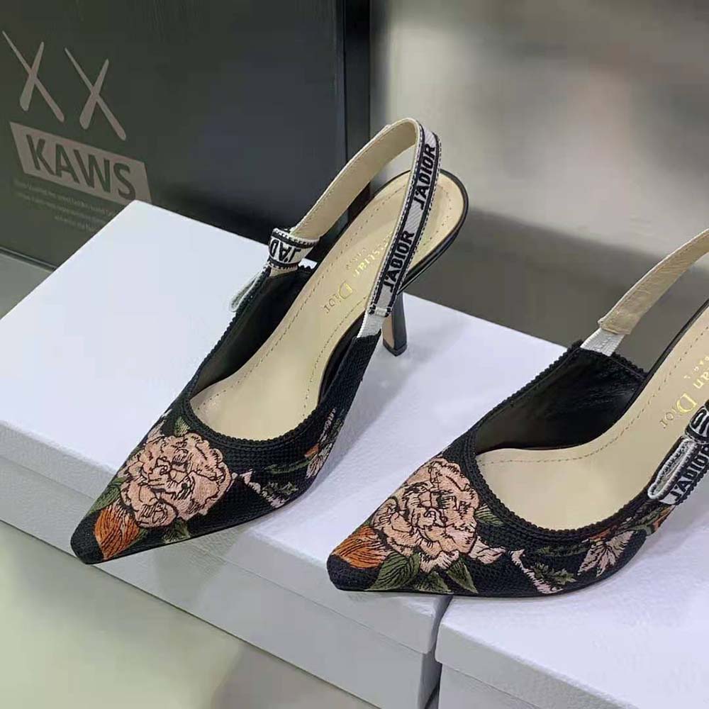 Dior Women J’Adior Slingback Pump Black Multicolor Cotton with Dior Jardin Botanique Embroidery - image 7