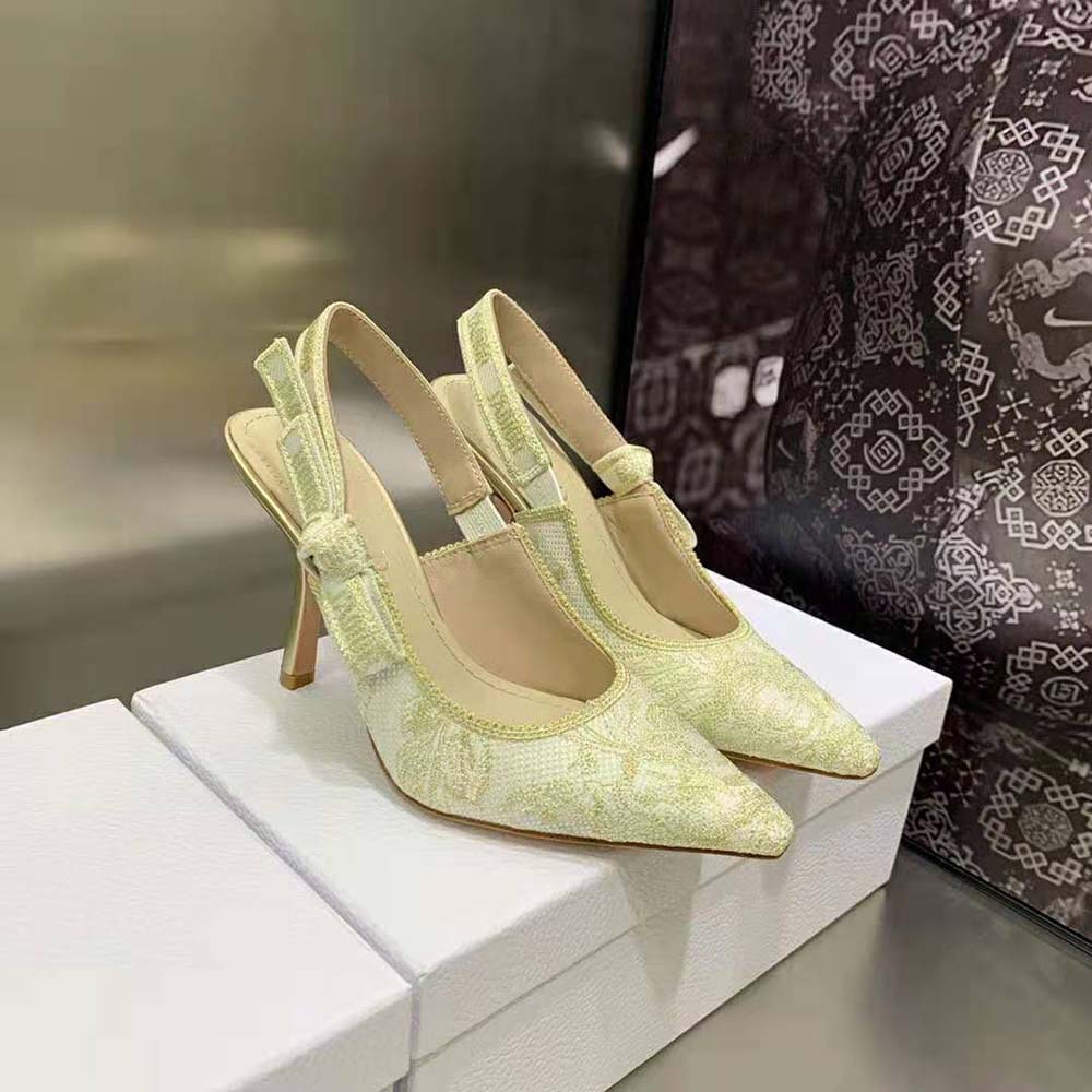 Rear angle showing slingback strap of Dior Women J’Adior Slingback Pump in white