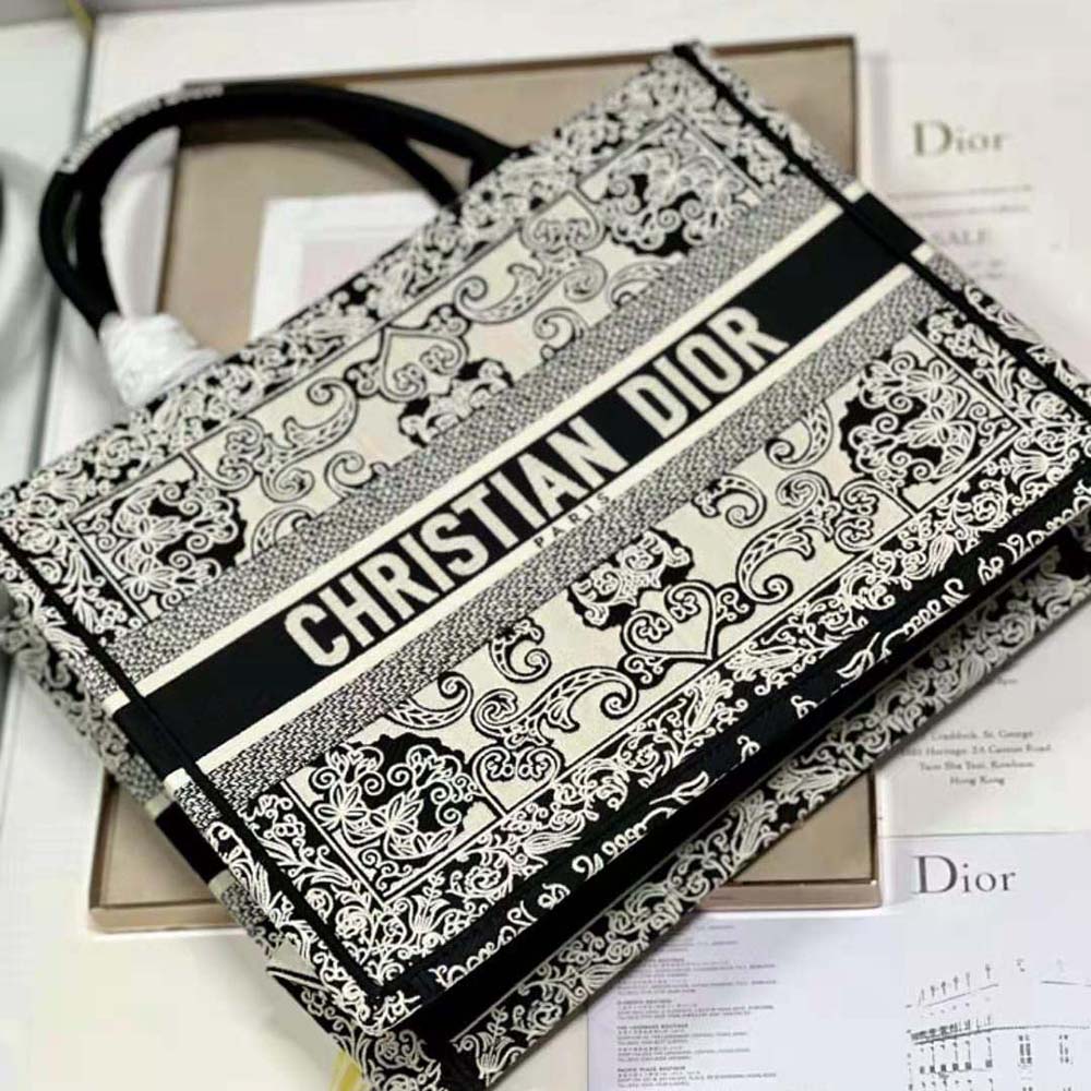 Dior Women Medium Dior Book Tote White and Black Dior Bandana Embroidery - image 6
