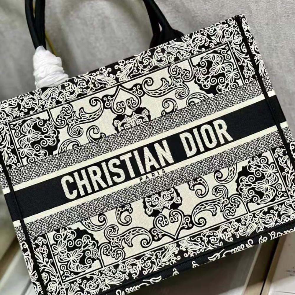 Dior Women Medium Dior Book Tote White and Black Dior Bandana Embroidery - image 7