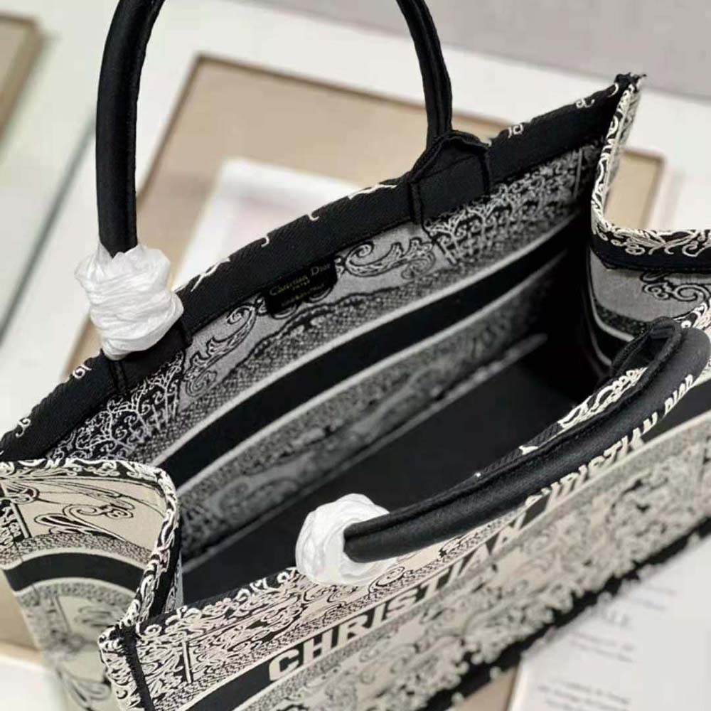 Dior Women Medium Dior Book Tote White and Black Dior Bandana Embroidery - image 10