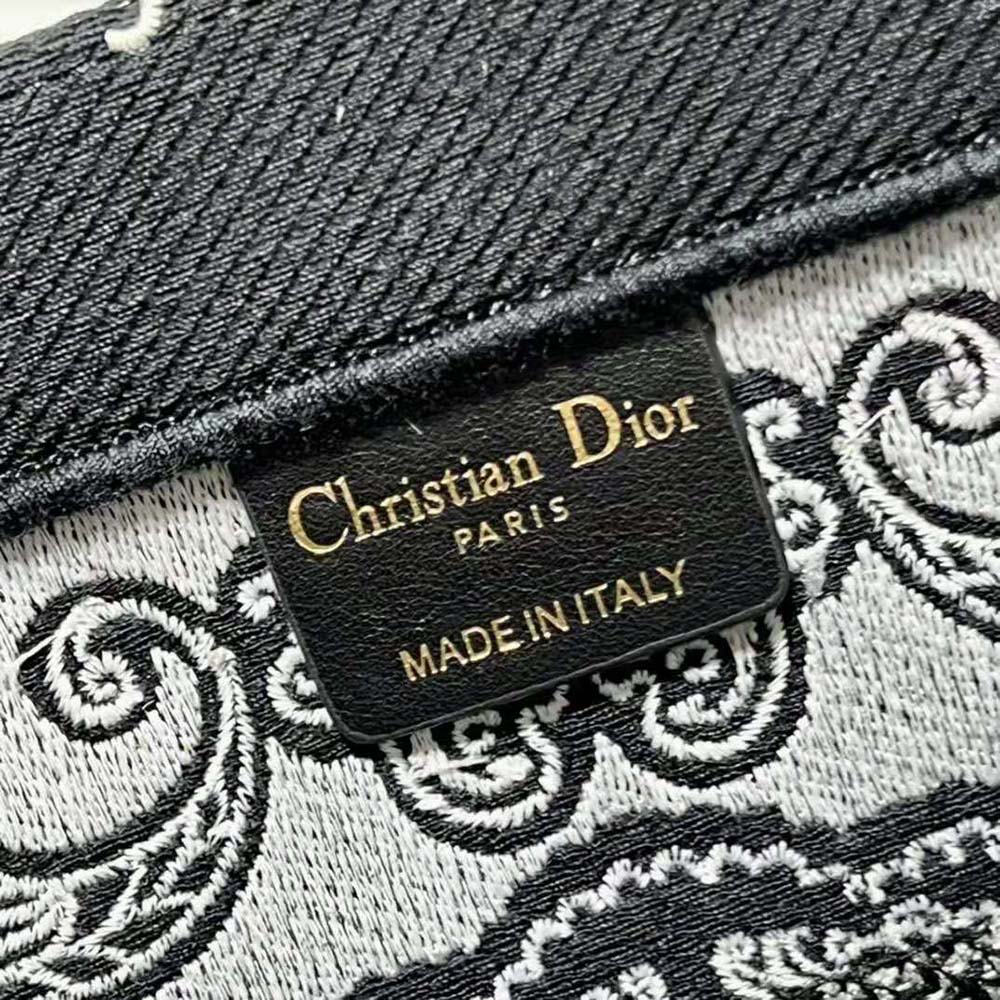 Dior Women Medium Dior Book Tote White and Black Dior Bandana Embroidery - image 9