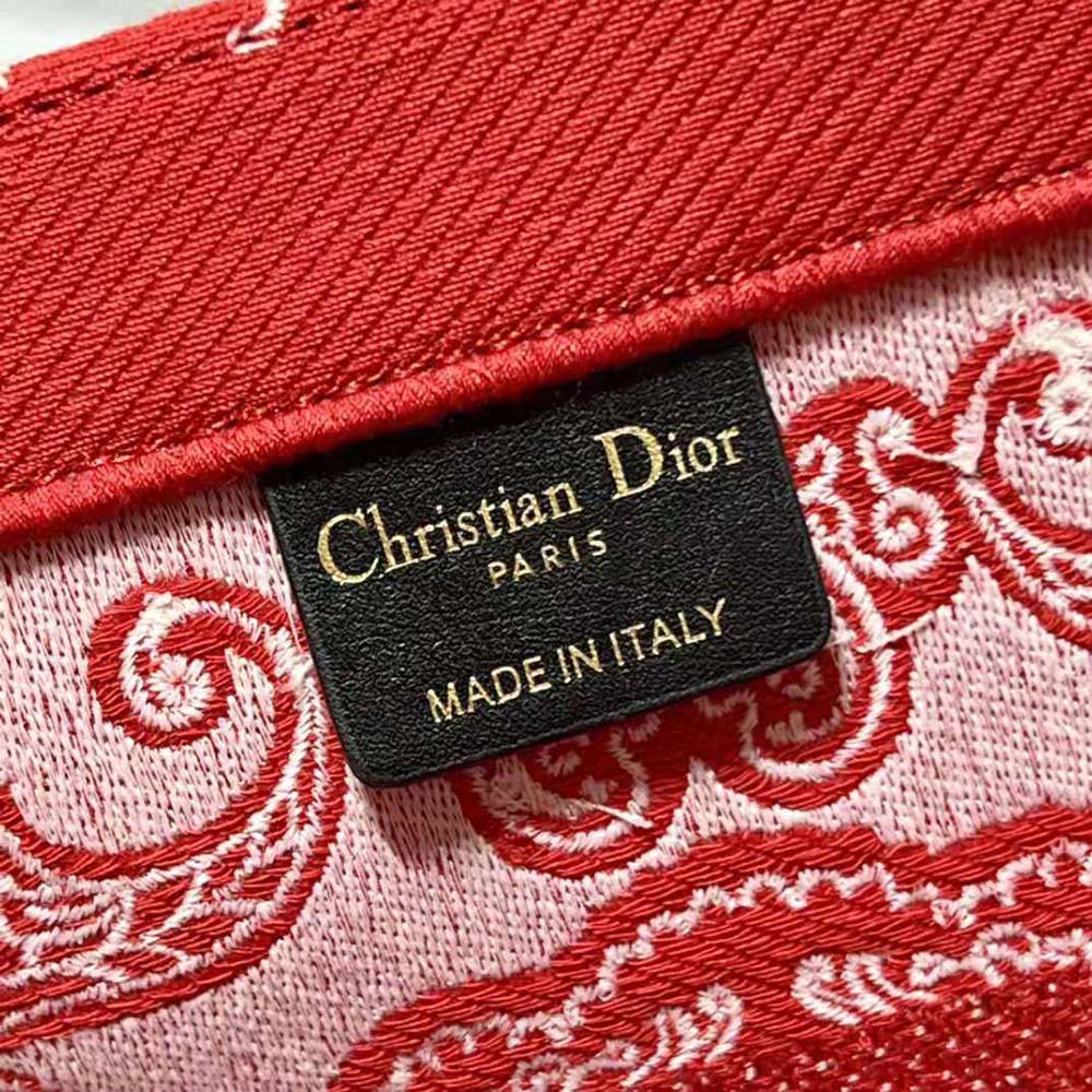 Dior Women Medium Dior Book Tote White and Red Dior Bandana Embroidery - image 10