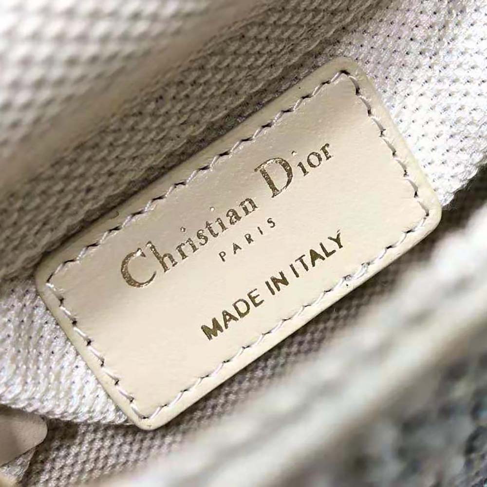 Dior Women Micro Lady Dior Bag Beige Canvas Embroidered with Metallic Thread Beads and Multicolor Crystals - image 10