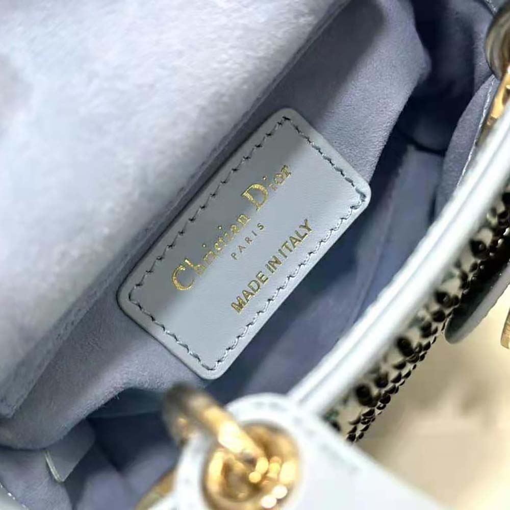Dior Women Micro Lady Dior Bag Horizon Blue Embroidered Calfskin with Multicolor Sequins - image 6