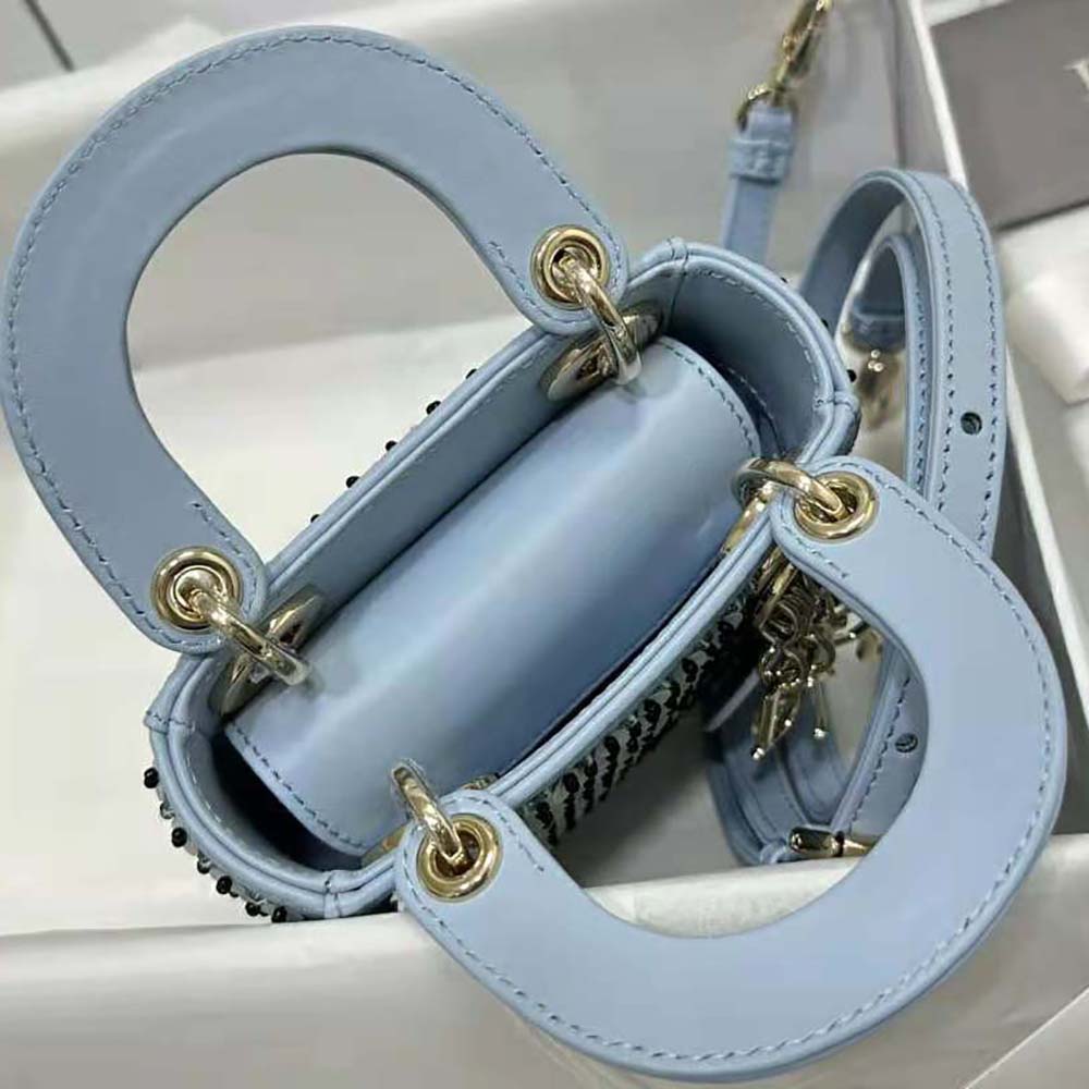 Dior Women Micro Lady Dior Bag Horizon Blue Embroidered Calfskin with Multicolor Sequins - image 4