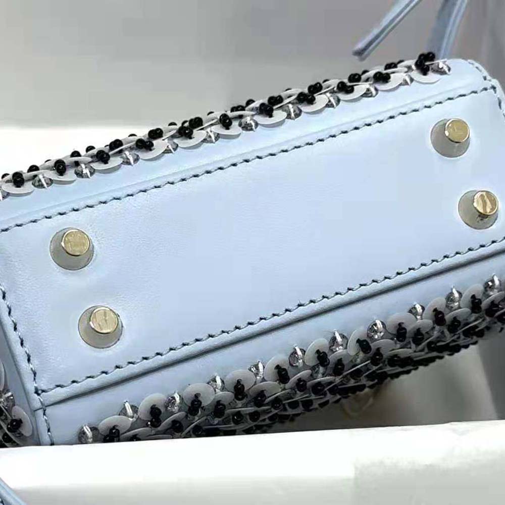Dior Women Micro Lady Dior Bag Horizon Blue Embroidered Calfskin with Multicolor Sequins - image 5