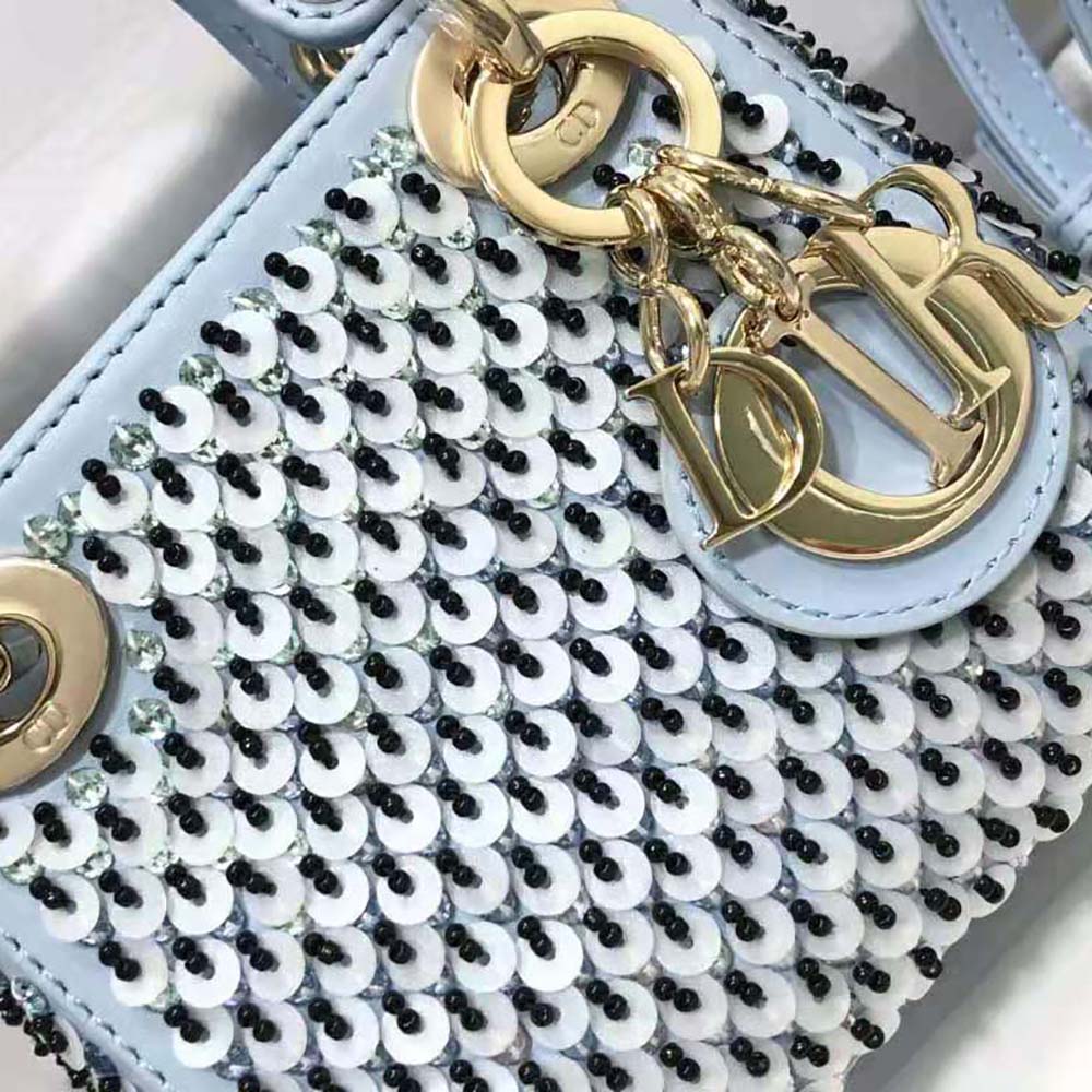Dior Women Micro Lady Dior Bag Horizon Blue Embroidered Calfskin with Multicolor Sequins - image 8