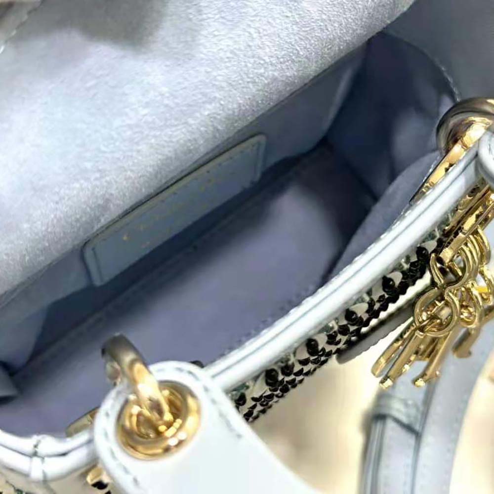 Dior Women Micro Lady Dior Bag Horizon Blue Embroidered Calfskin with Multicolor Sequins - image 7