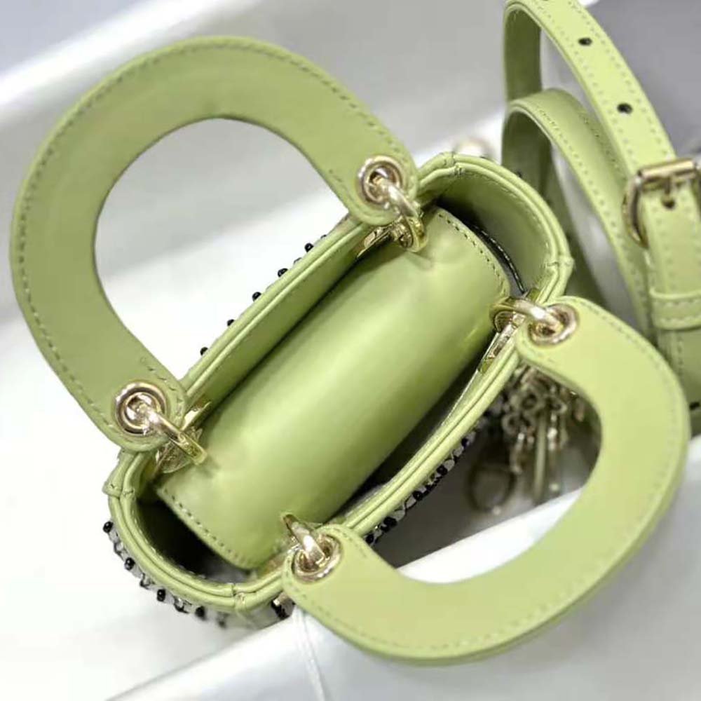 Dior Women Micro Lady Dior Bag Sage Green Embroidered Calfskin with Multicolor Sequins - image 5