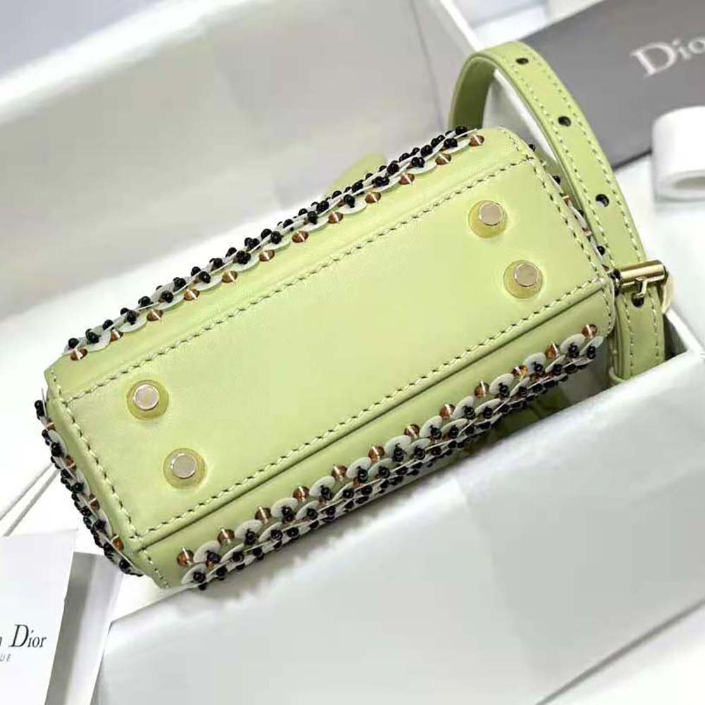 Dior Women Micro Lady Dior Bag Sage Green Embroidered Calfskin with Multicolor Sequins - image 6