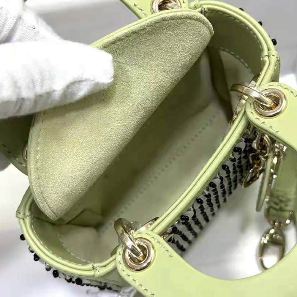 Dior Women Micro Lady Dior Bag Sage Green Embroidered Calfskin with Multicolor Sequins - image 7