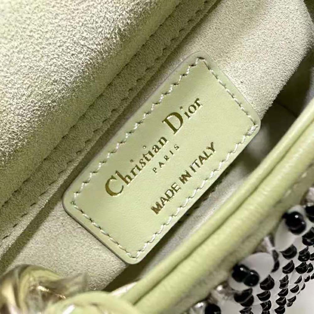 Dior Women Micro Lady Dior Bag Sage Green Embroidered Calfskin with Multicolor Sequins - image 10