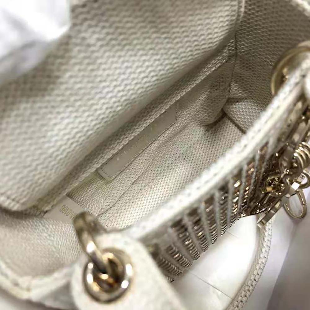 Dior Women Mini Lady Dior Bag Square Embroidery Set with White Multicolor Strass - image 10