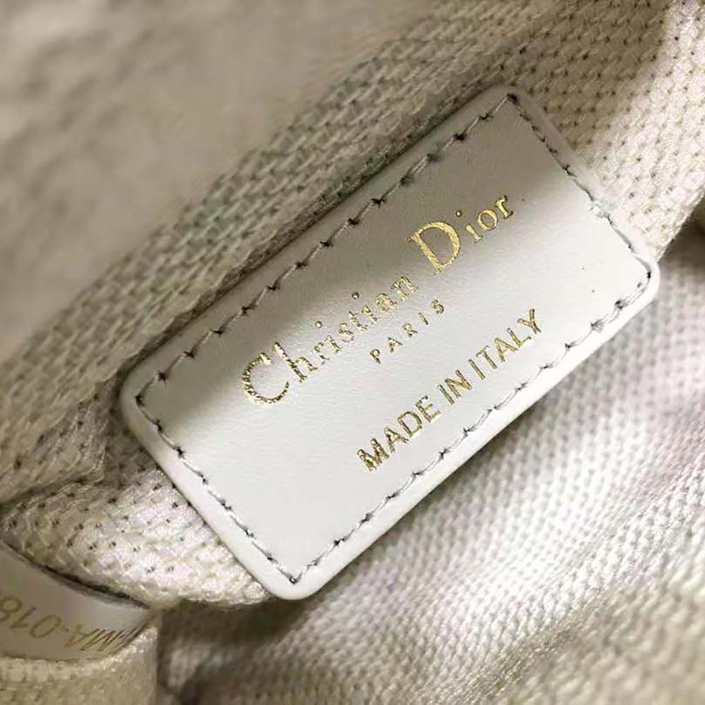 Dior Women Mini Lady Dior Bag Square Embroidery Set with White Multicolor Strass - image 9
