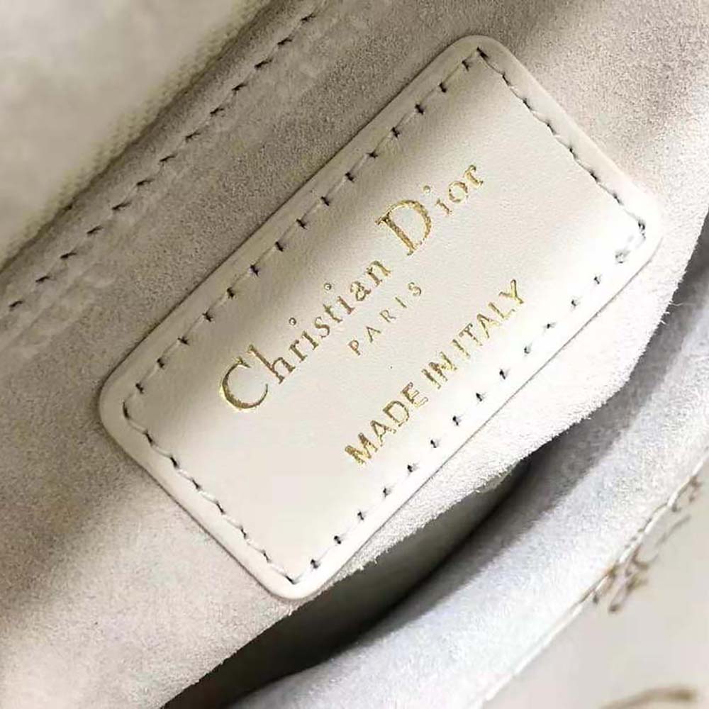 Dior Women Mini Lady Dior Bag White Calfskin with Gold-Tone Printed and Bead-Embroidered Dior Jardin D’Hiver Motif - image 10
