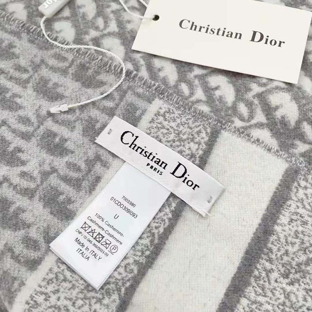 Dior Women Oblique Scarf Gray Cashmere - image 8