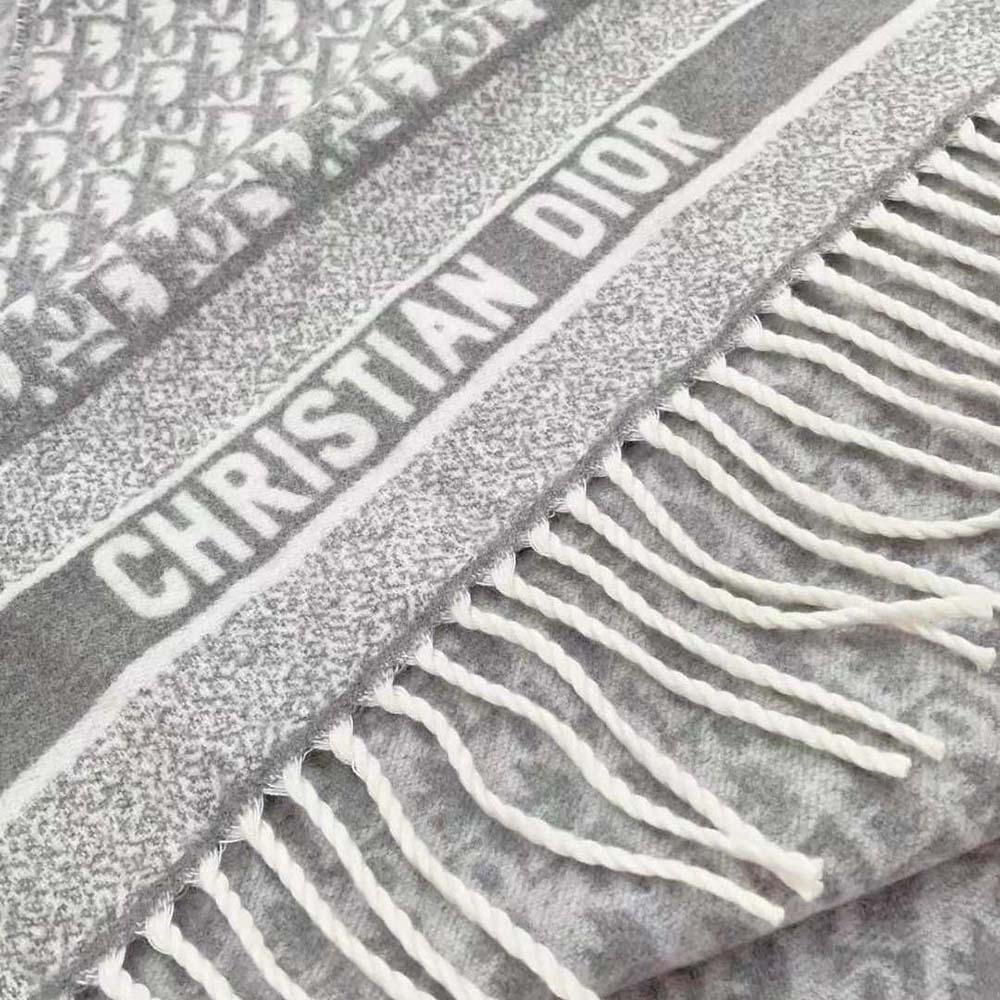 Dior Women Oblique Scarf Gray Cashmere - image 7