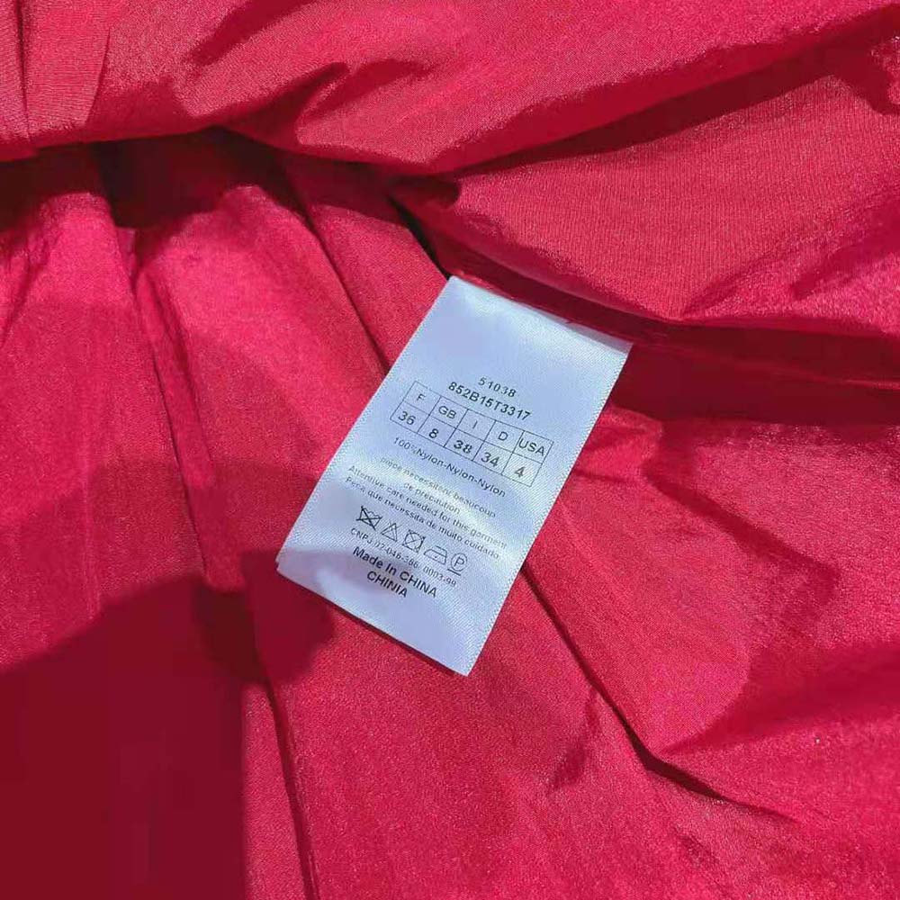 Dior Women Off-the-Shoulder Smocked Top Scarlet Red Silk Taffeta - image 9
