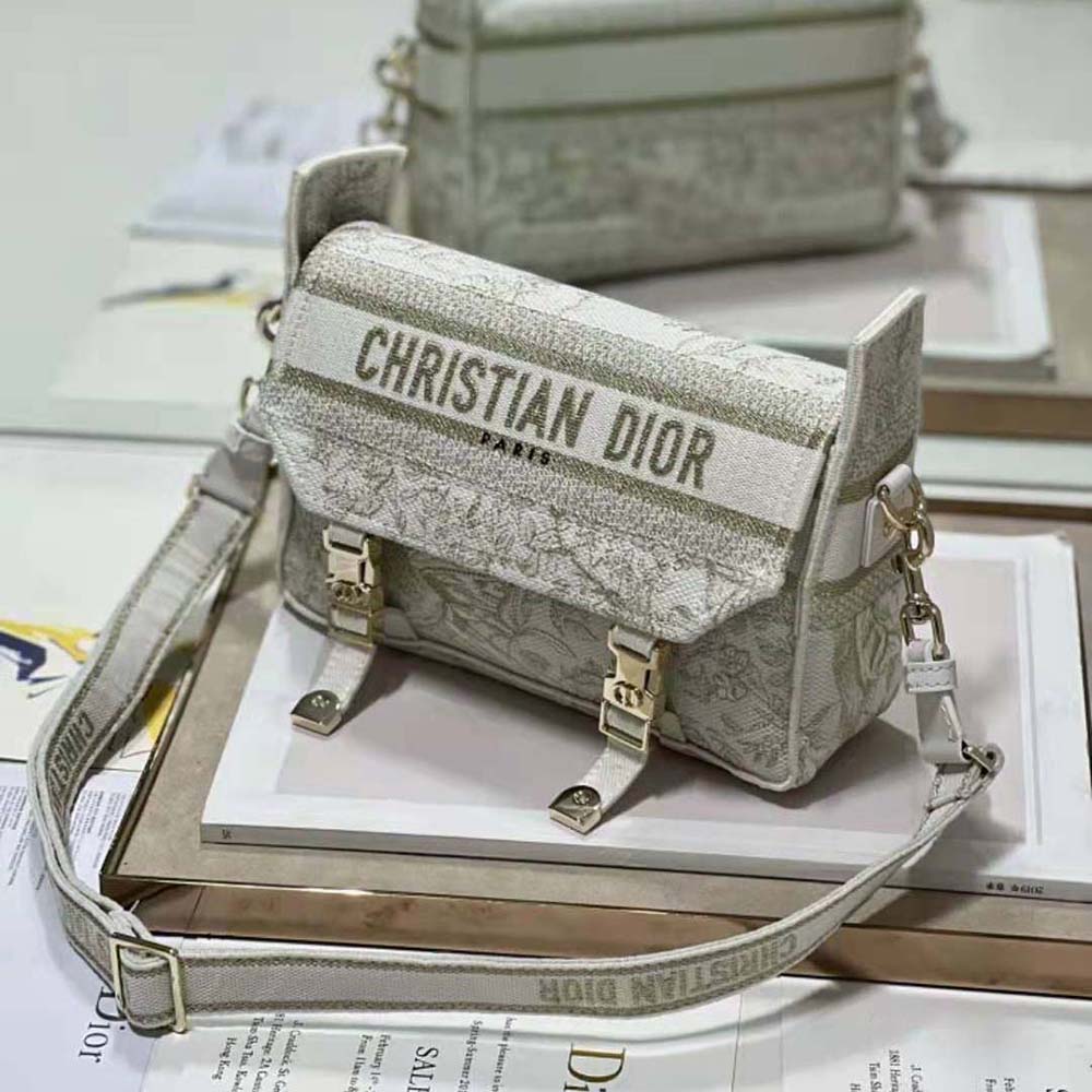 Dior Women Small Diorcamp Bag Dior Jardin d’Hiver Embroidery with Gold-Tone Metallic Thread - image 4