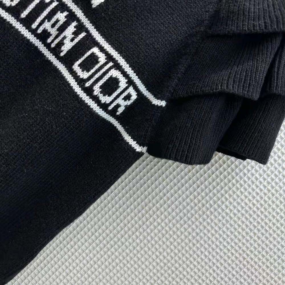 Dior Women Sweater with Ruffles Black Cashmere Knit with Signature - image 8