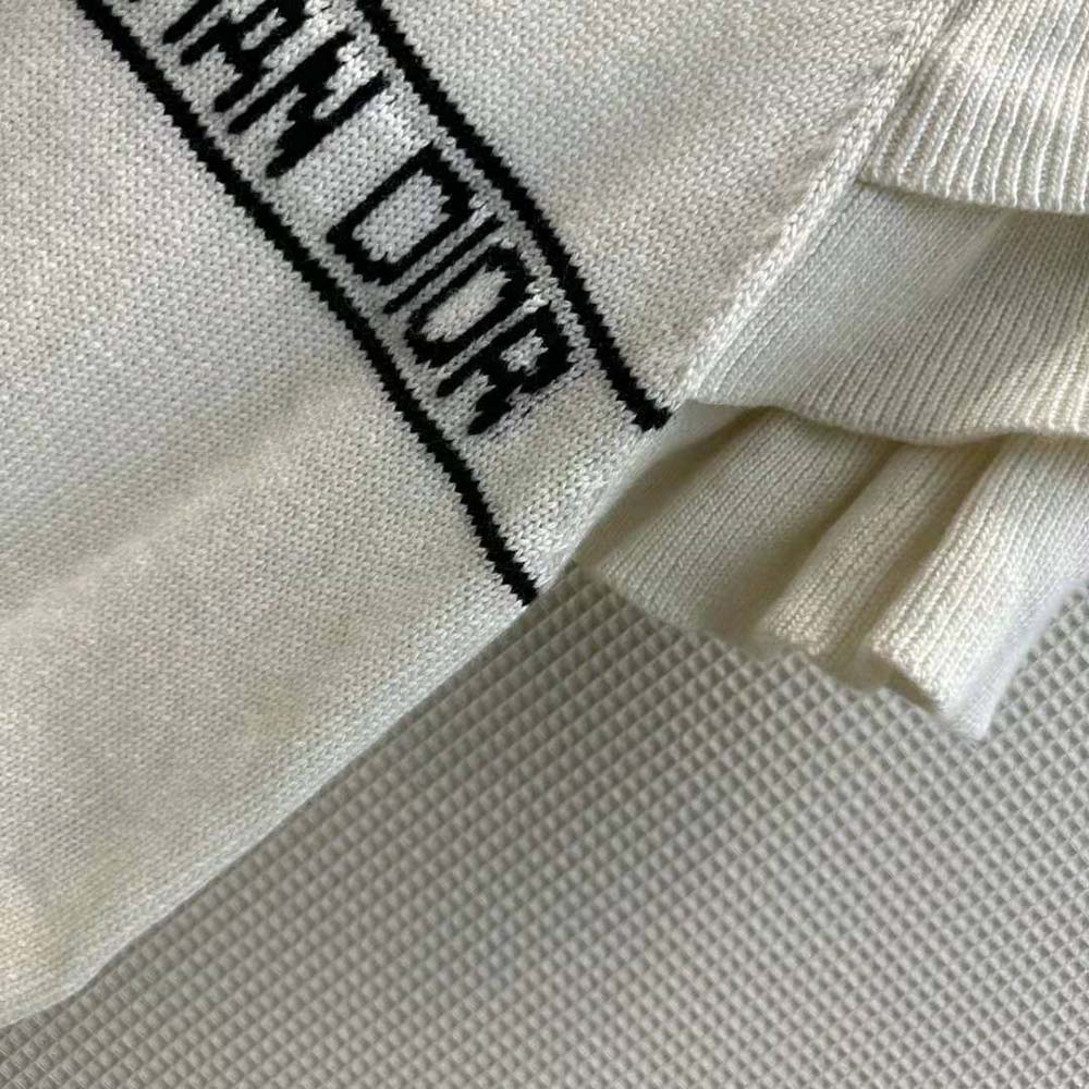 Dior Women Sweater with Ruffles White Cashmere Knit with Signature - image 7