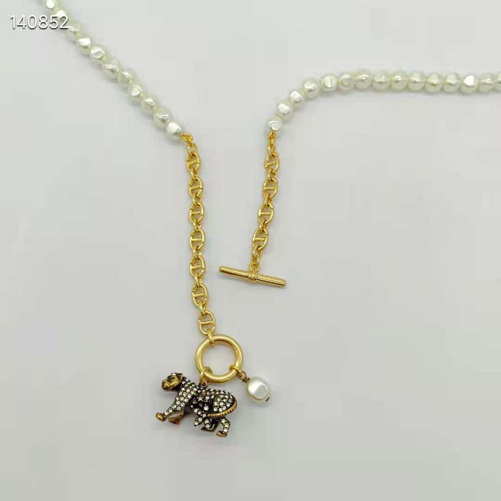 Dior Women Toile De Jouy Necklace Antique Gold-Finish Metal, Freshwater Pearl - image 8