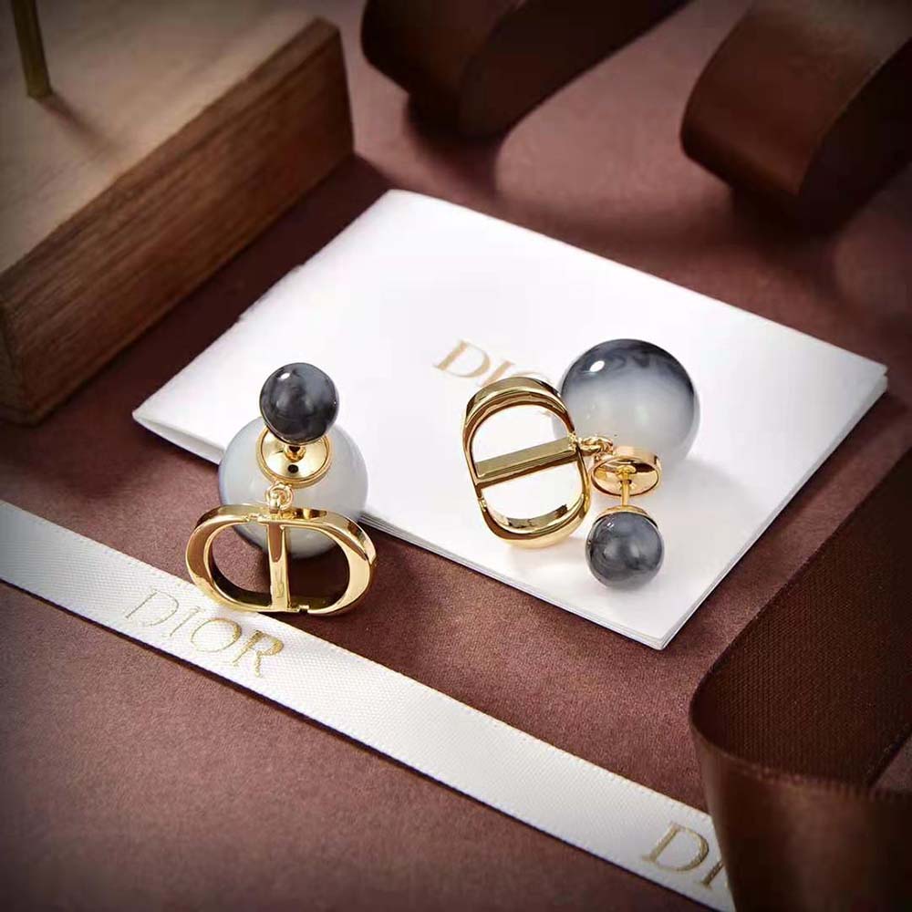 Dior Women Tribales Earrings Gold-Finish Metal and Black Jasper Pearls - image 5