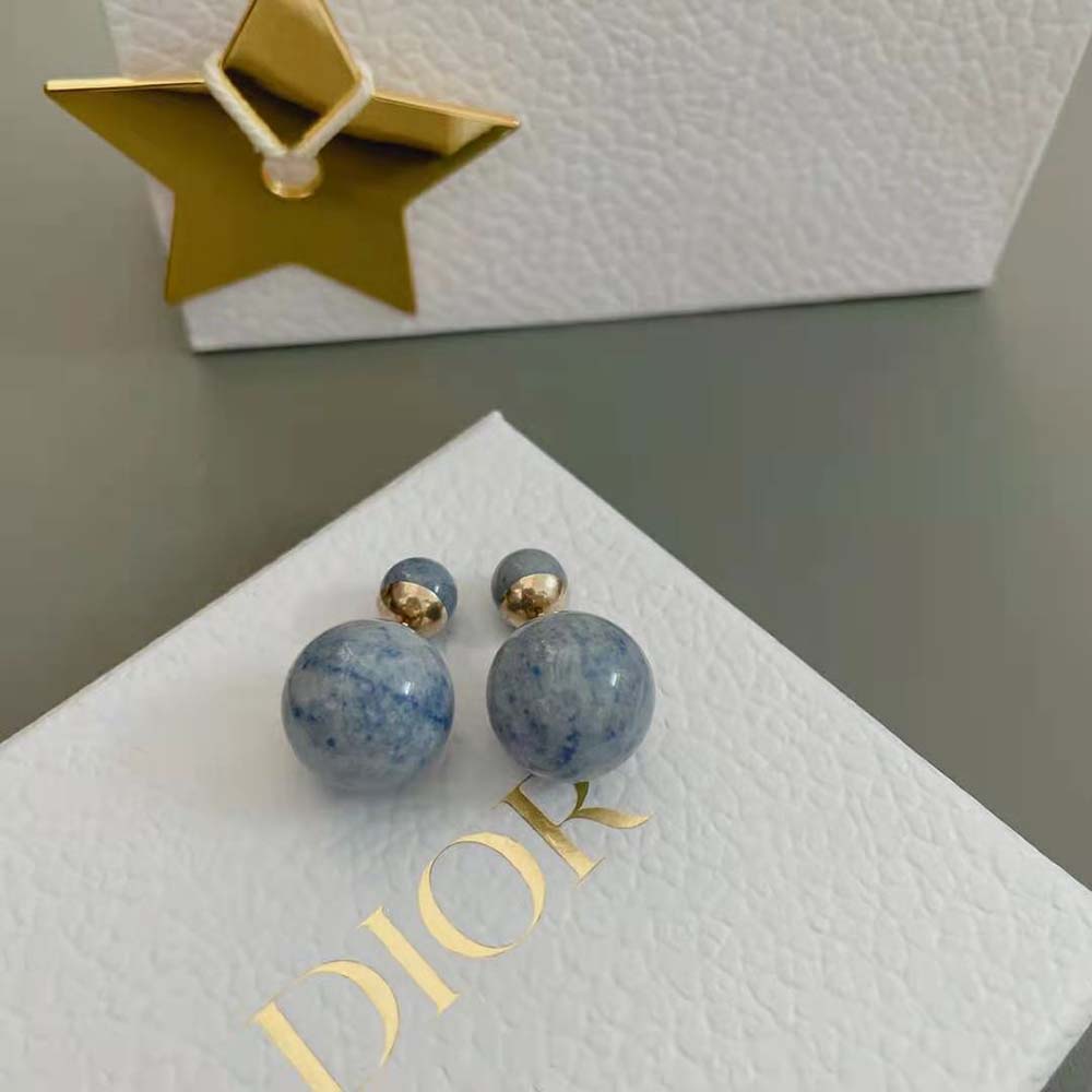 Dior Women Tribales Earrings Gold-Finish Metal and Blue Stone - image 4