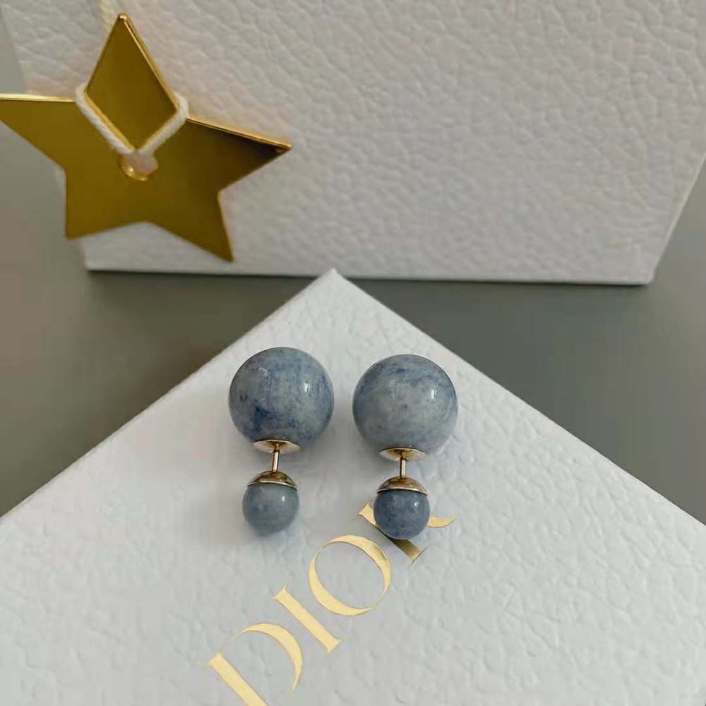 Dior Women Tribales Earrings Gold-Finish Metal and Blue Stone - image 5