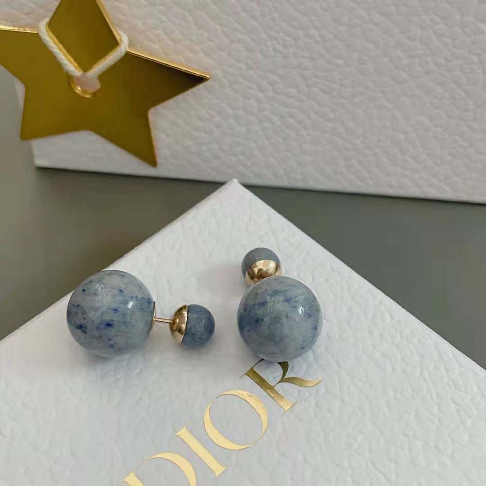 Dior Women Tribales Earrings Gold-Finish Metal and Blue Stone - image 7