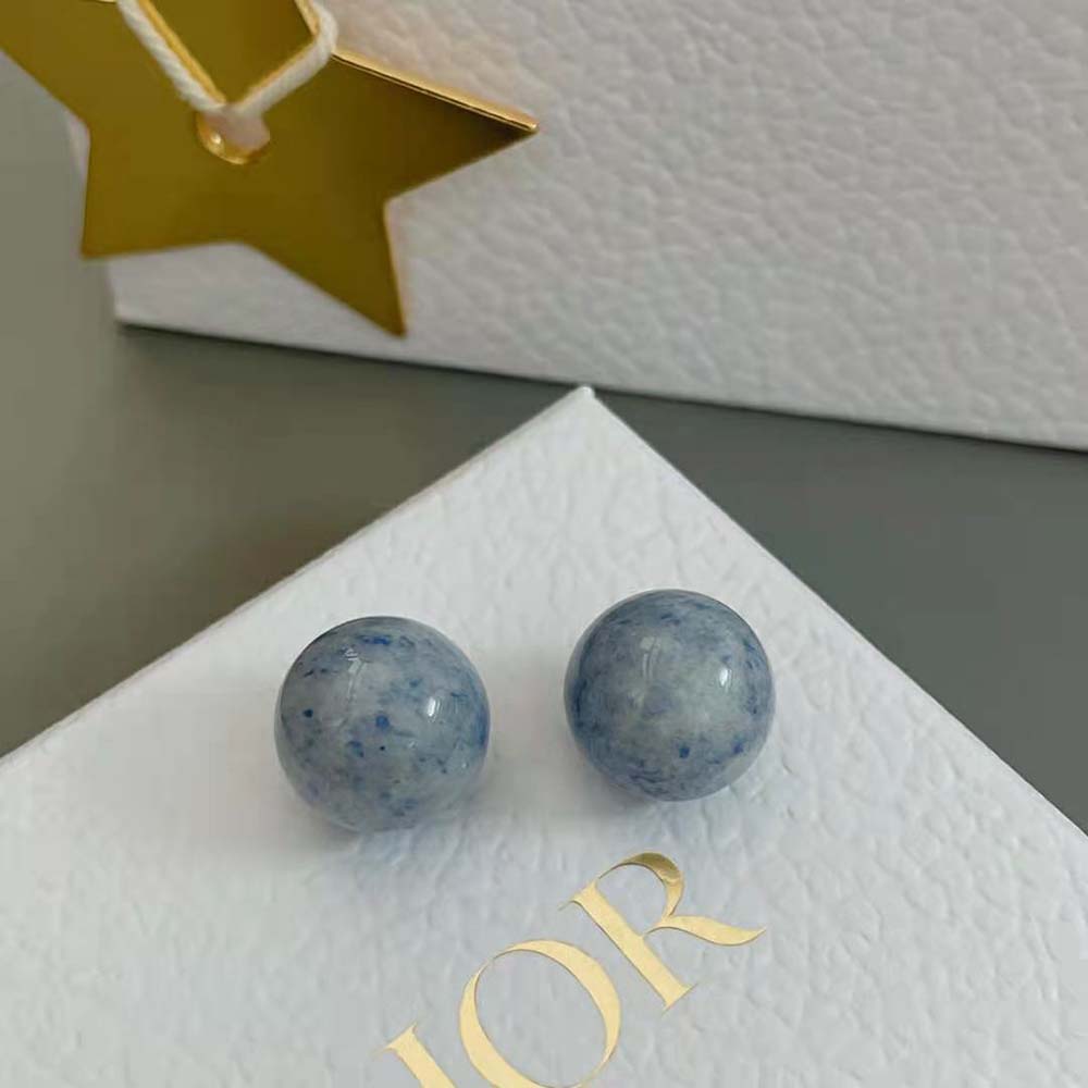 Dior Women Tribales Earrings Gold-Finish Metal and Blue Stone - image 6