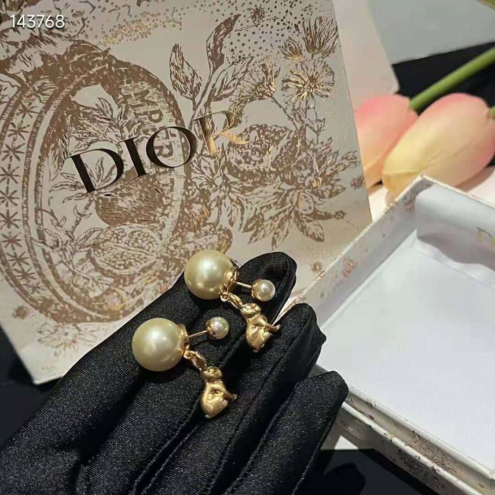 Dior Women Tribales Earrings Gold-Finish Metal and White Resin Pearls - image 4