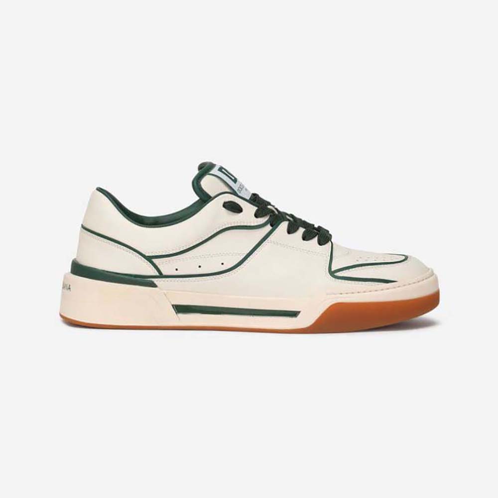 Side profile of Dolce Gabbana D&G Unisex Calfskin Nappa New Roma Sneakers-Green