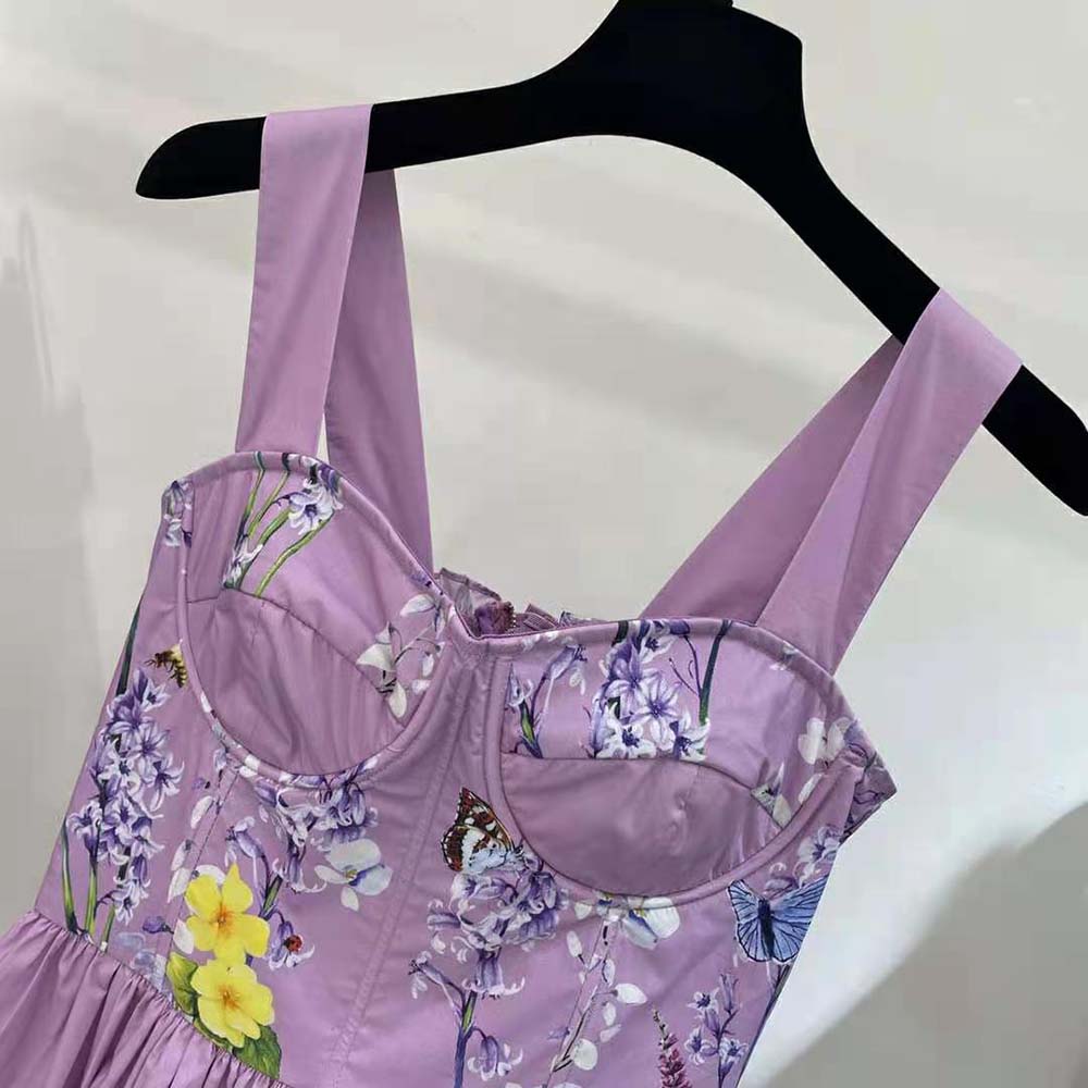 Dolce Gabbana D&G Women Calf-Length Bustier Dress in Rabbit-Print Poplin - image 4