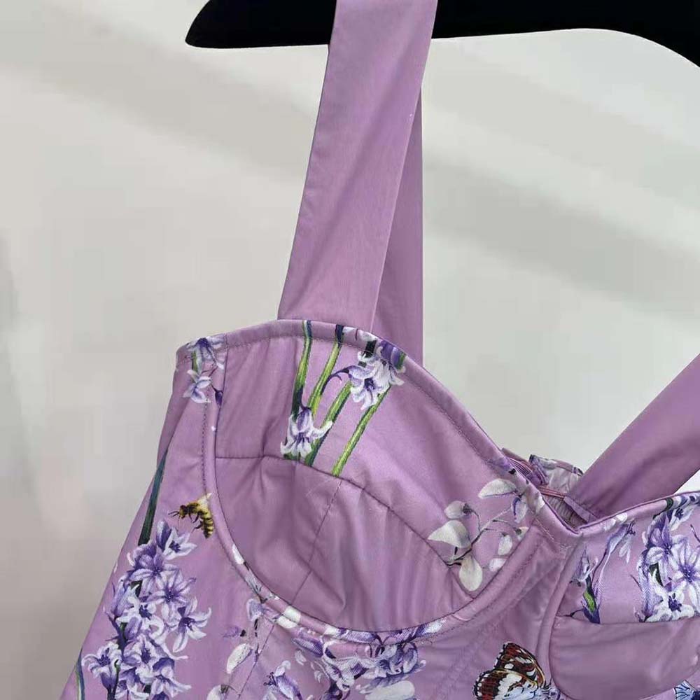 Dolce Gabbana D&G Women Calf-Length Bustier Dress in Rabbit-Print Poplin - image 5