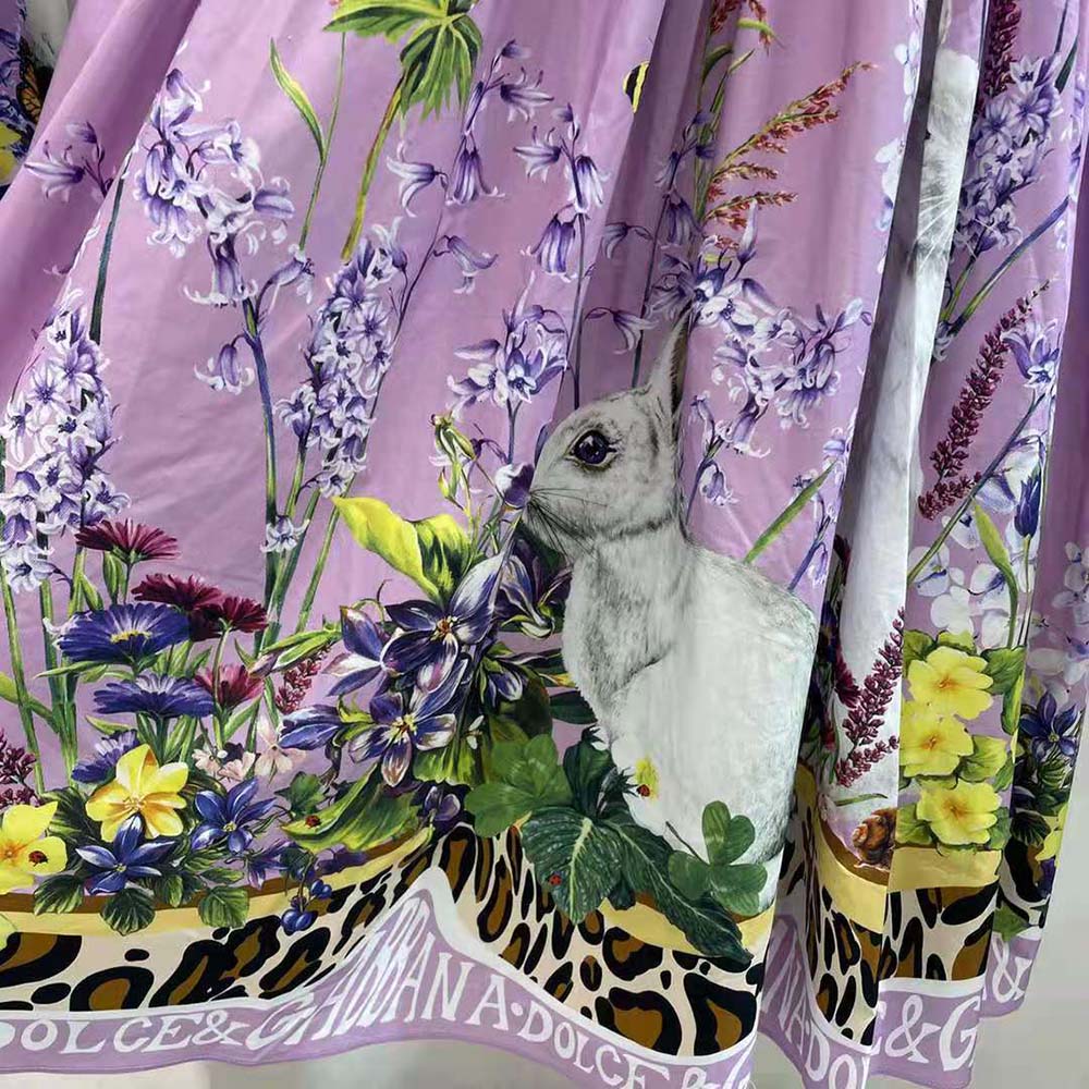 Dolce Gabbana D&G Women Calf-Length Bustier Dress in Rabbit-Print Poplin - image 9