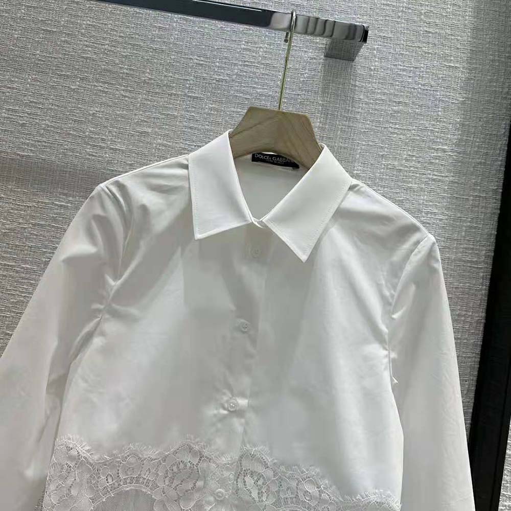 Dolce Gabbana D&G Women Cropped Poplin Shirt with Lace Inserts - image 4