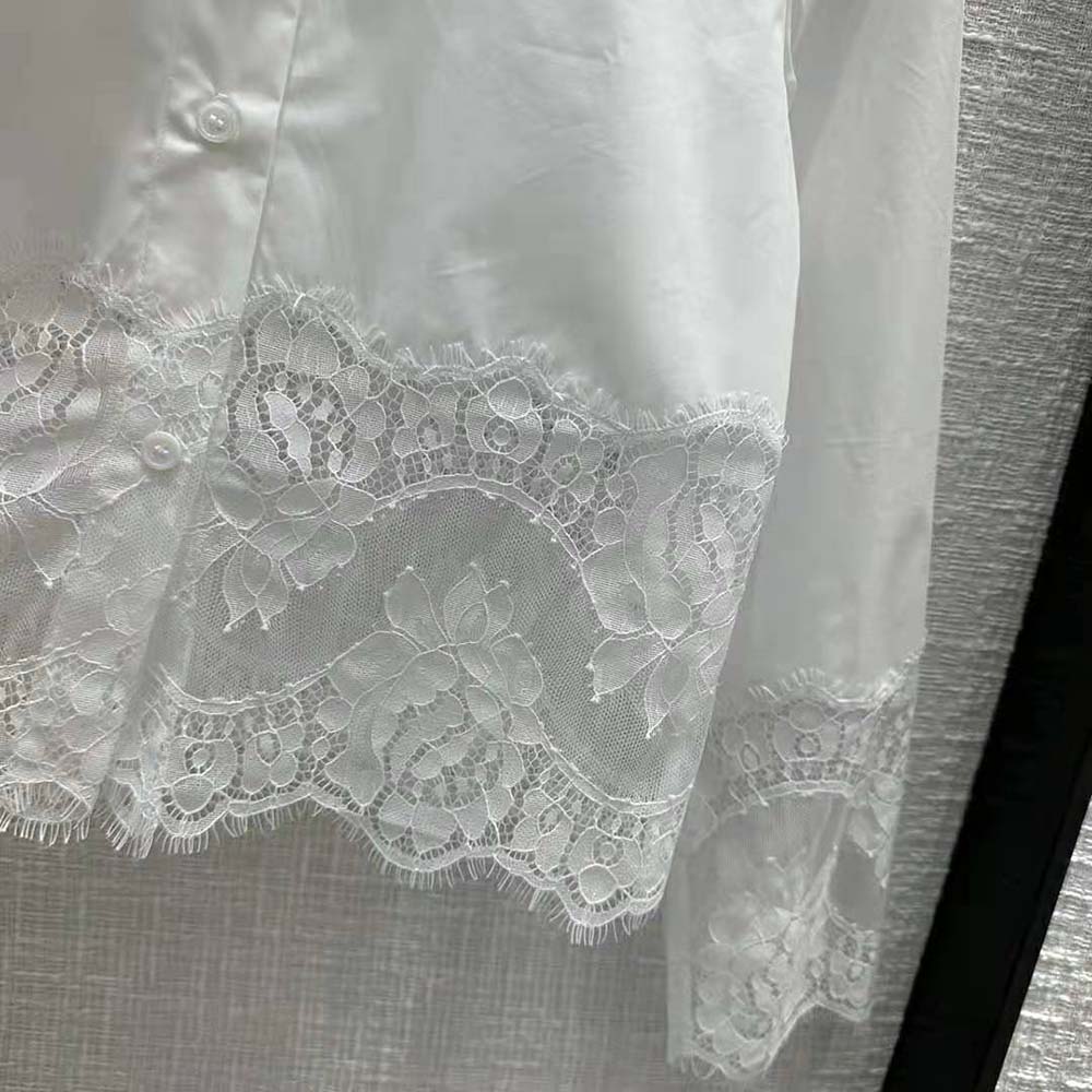 Dolce Gabbana D&G Women Cropped Poplin Shirt with Lace Inserts - image 6