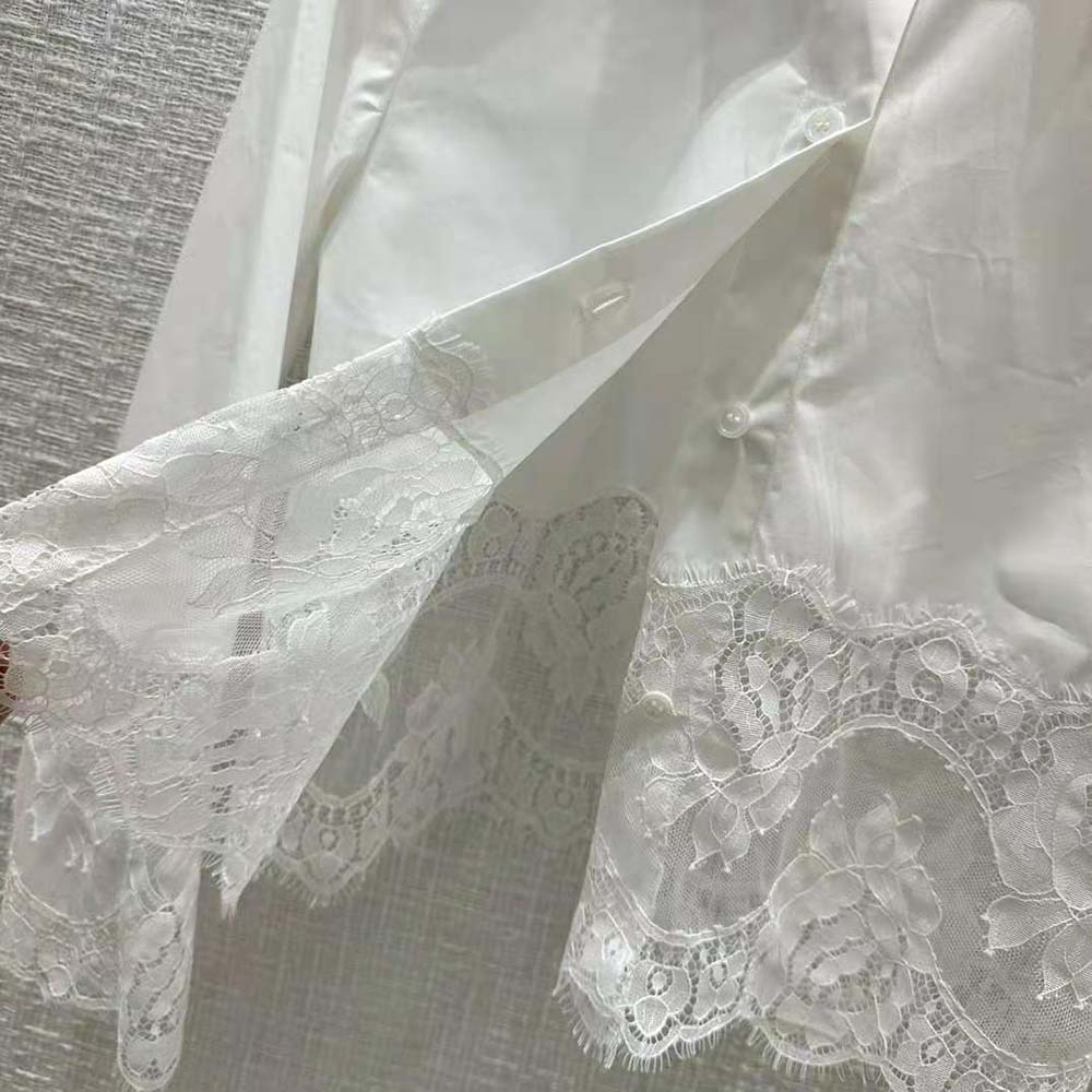 Dolce Gabbana D&G Women Cropped Poplin Shirt with Lace Inserts - image 8