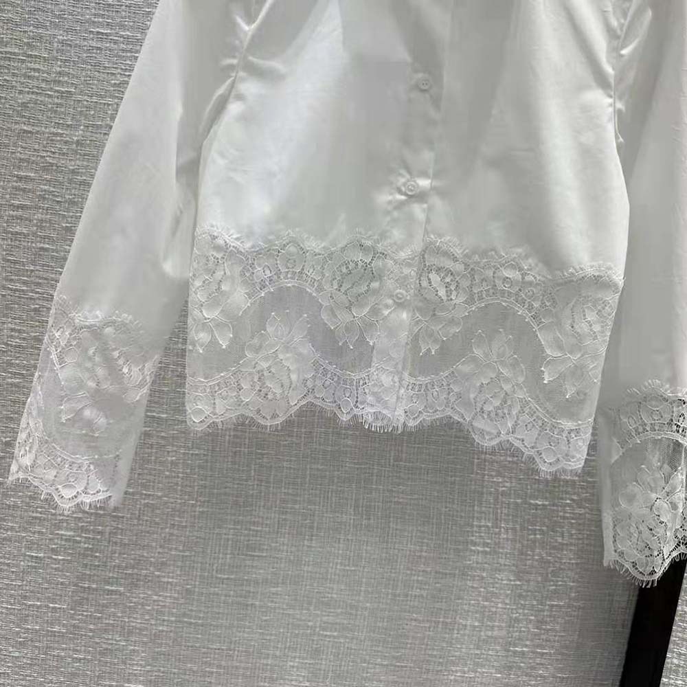 Dolce Gabbana D&G Women Cropped Poplin Shirt with Lace Inserts - image 7