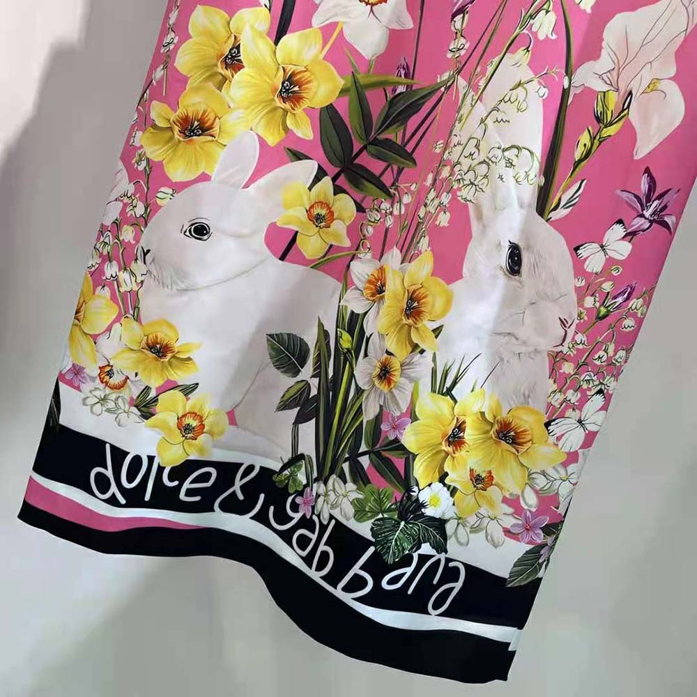 Dolce Gabbana D&G Women Rabbit-Print Charmeuse Midi Dress - image 7