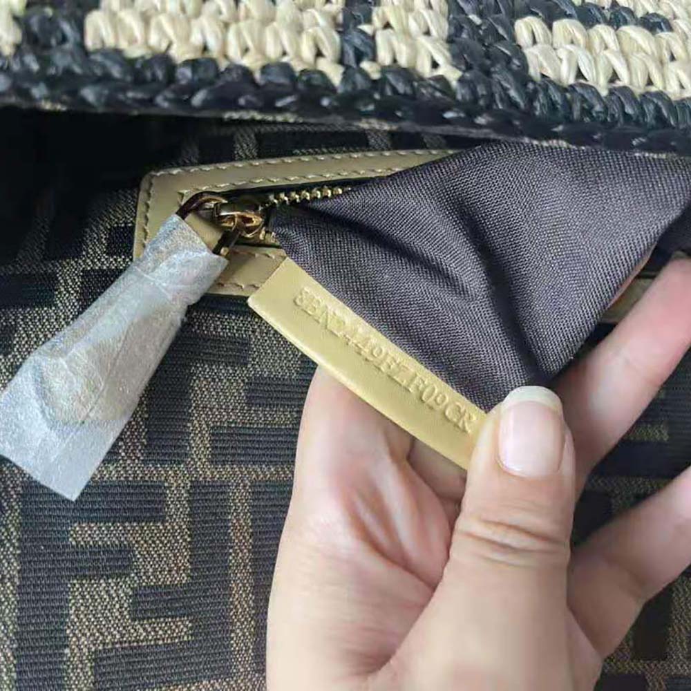 Fendi Women Baguette Black Raffia Back with Crocheted FF - image 9