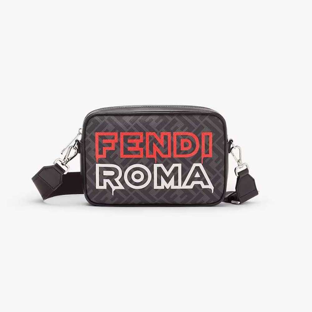 Front view of Fendi Men Camera Case Lunar New Year Capsule Gray Fabric Bag
