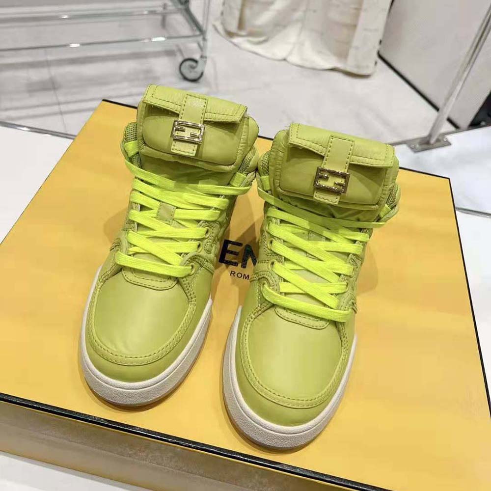 Fendi Unisex Match Acid Green Nylon High-Tops - image 4